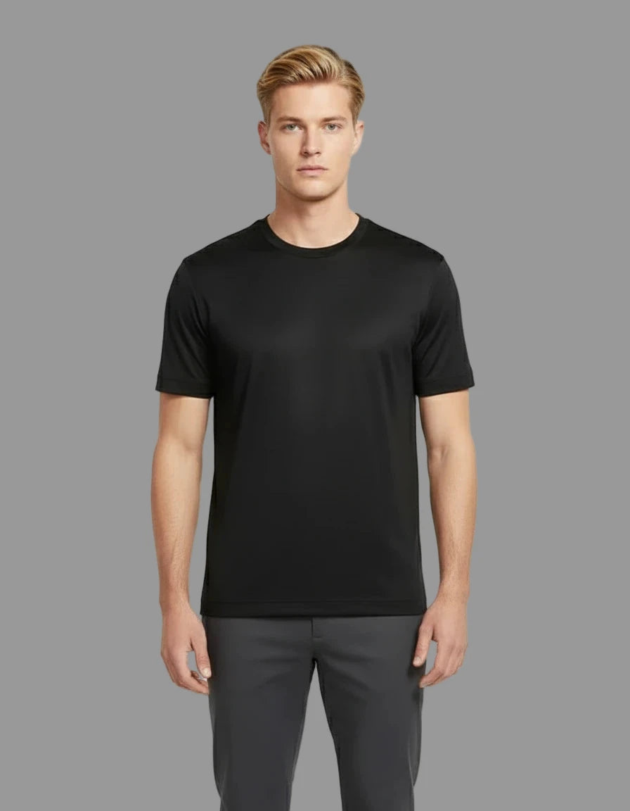 Glans Elastisch T-Shirt -Zwart