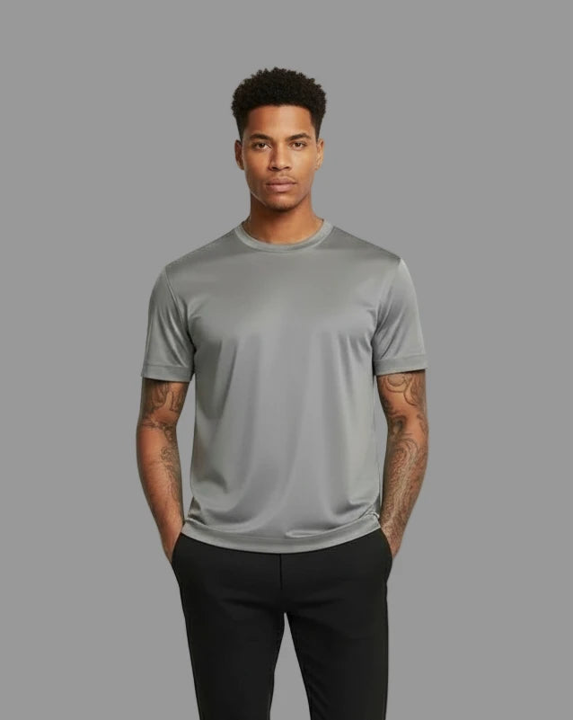 Glans Elastisch T-Shirt -Grijs