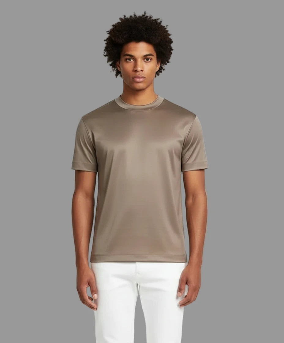 Glans Elastisch  T-Shirt -Taupe