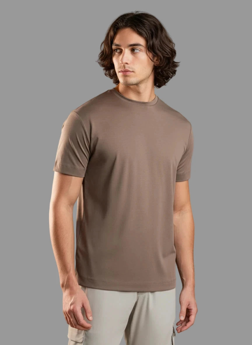 Elastisch T-Shirt - Mocca