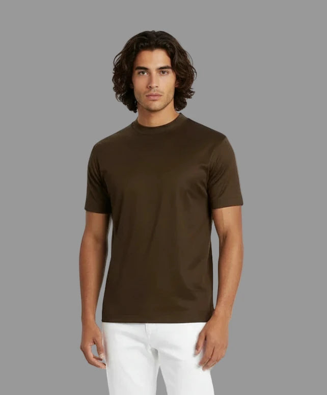 Glans Elastisch T-Shirt Donkerbruin